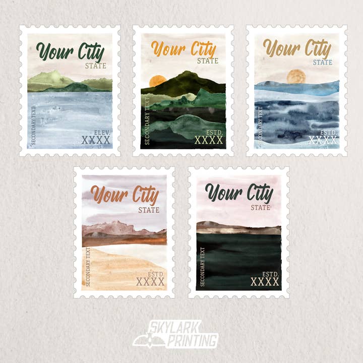 Skylark Printing - Wholesale Sticker - Custom Postage Stamp Souvenir Sticker with Your City, State9