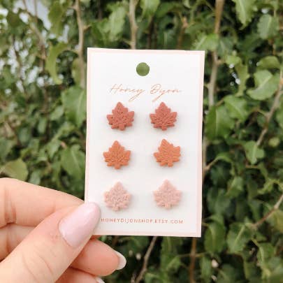 Maple Stud Polymer Clay Earrings for wholesale by Honey Dijon