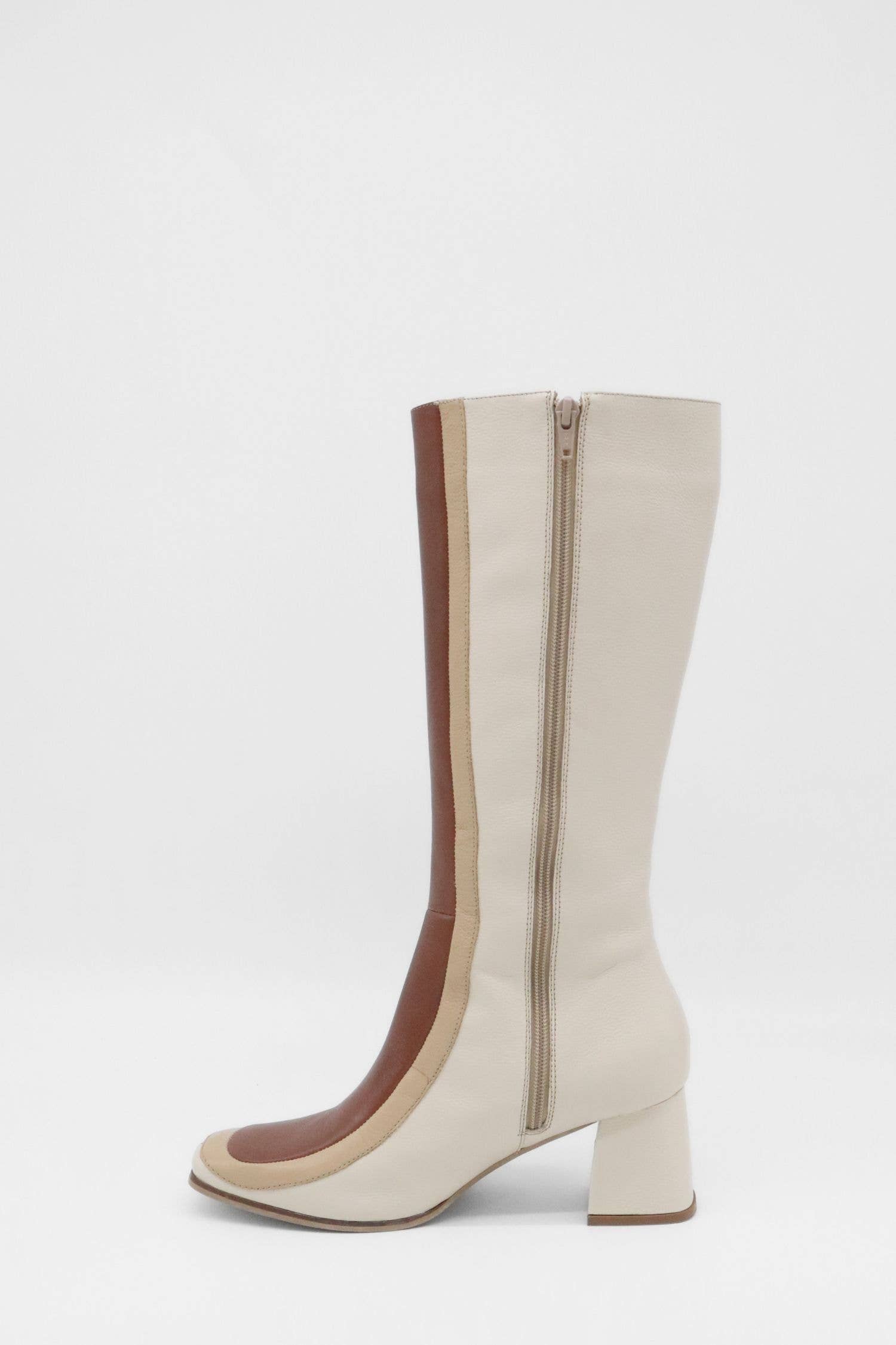 Revival knee high boots ivory leather women's shoes for wholesale on Faire17