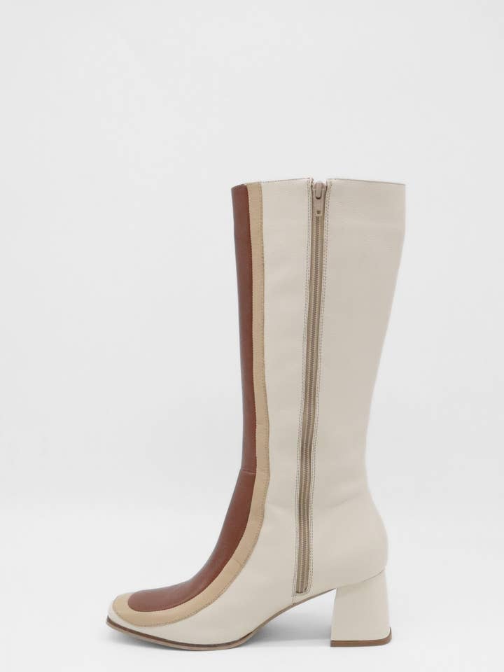 Revival knee high boots ivory leather women's shoes for wholesale on Faire17