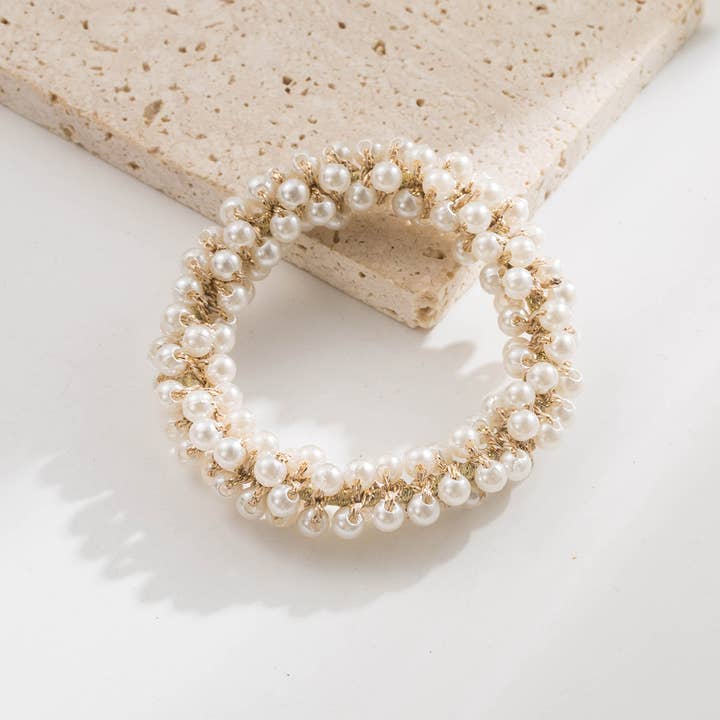 ACCITY - Wholesale Hair Tie - Gold Thread Pearl Elastic Hair Tie for Women_CWAJE059106