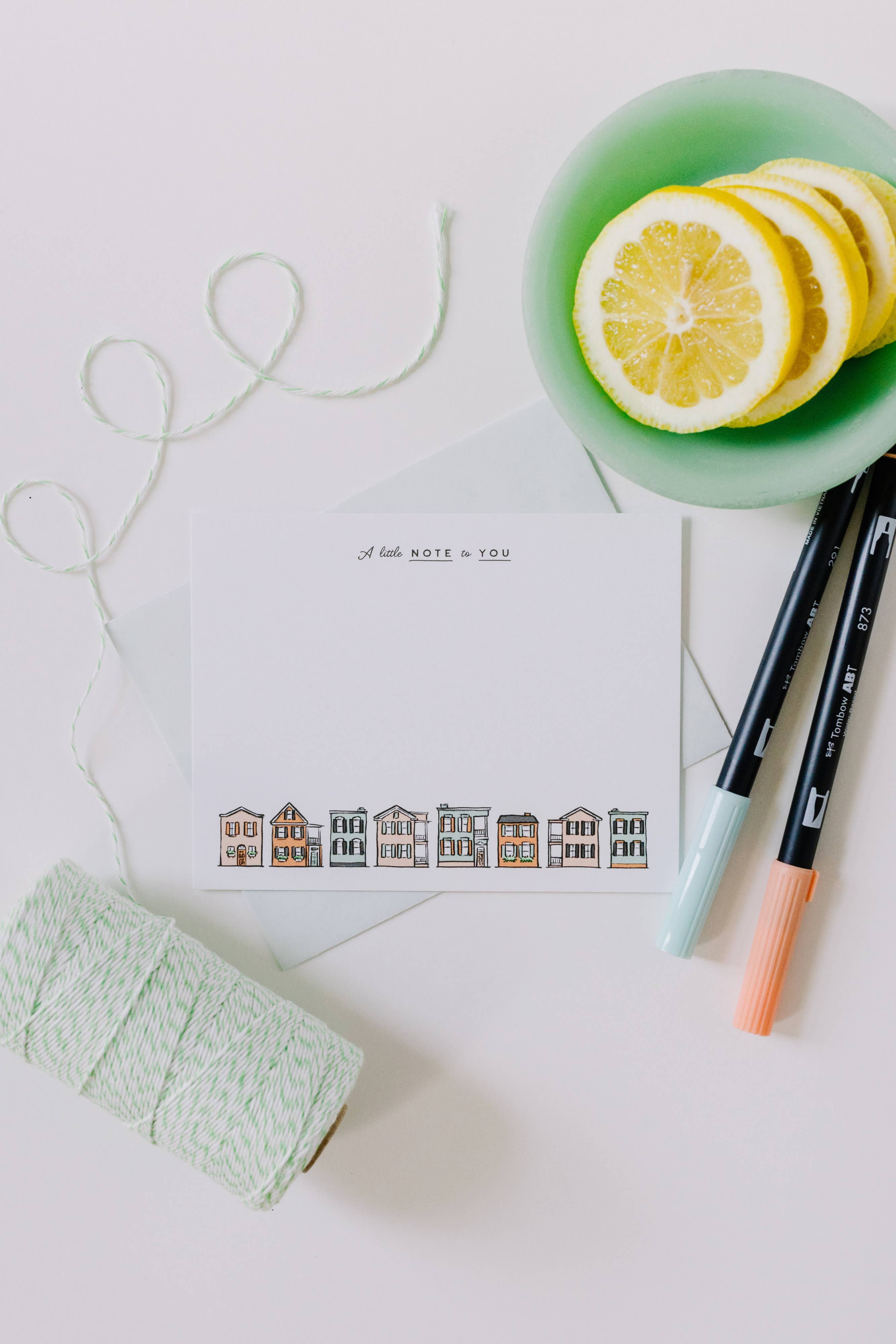 Texture Design Co - Wholesale Stationery/Notecard Set - Sherbet Painted Streets: The Downtown Flat Card0