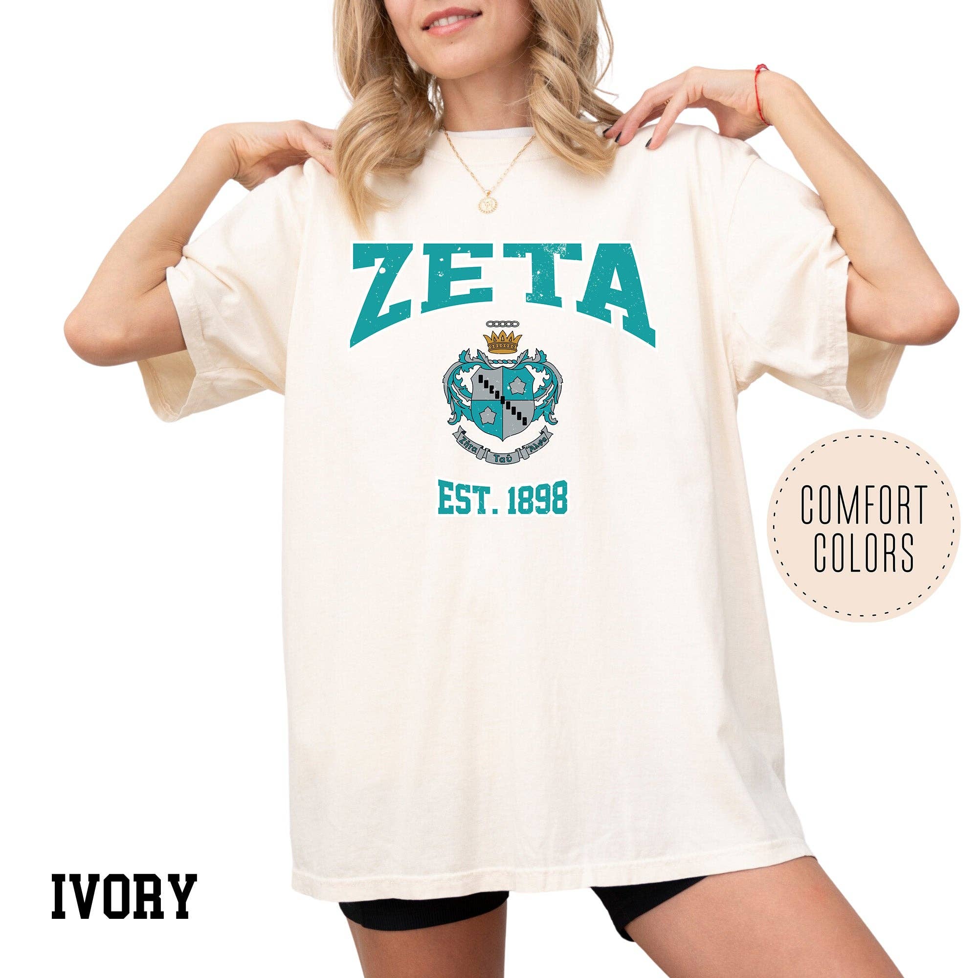 Kite and Crest - Vendita all'ingrosso Maglietta serigrafata - Donna - Maglietta della confraternita Legacy Luxe Comfort Colors25