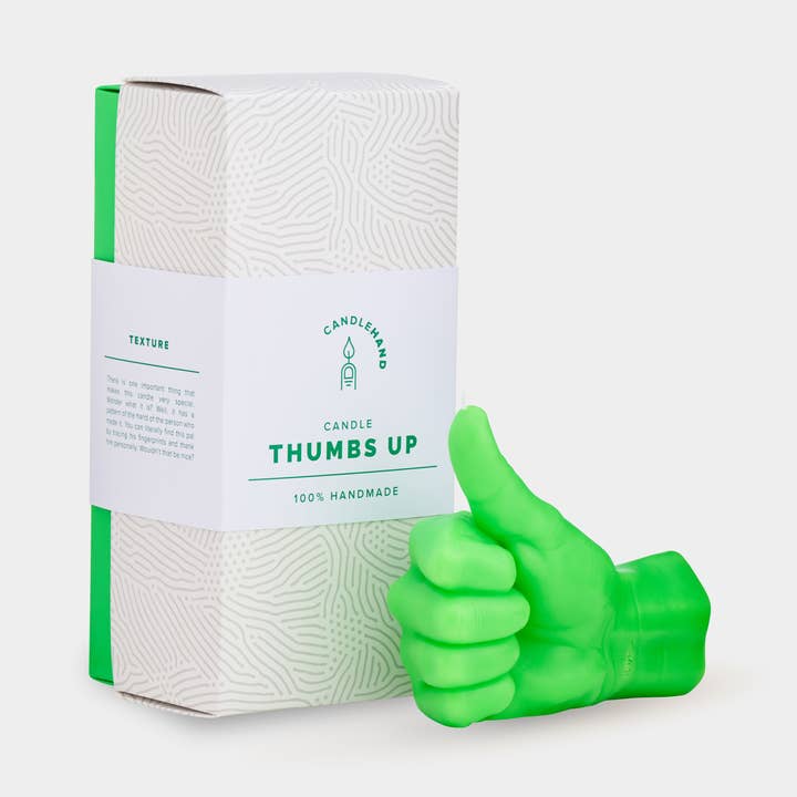 Thumbs Up Candle - Real Hand Size & Realistic Skin Texture for wholesale by CandleHand (Free Duties for US)