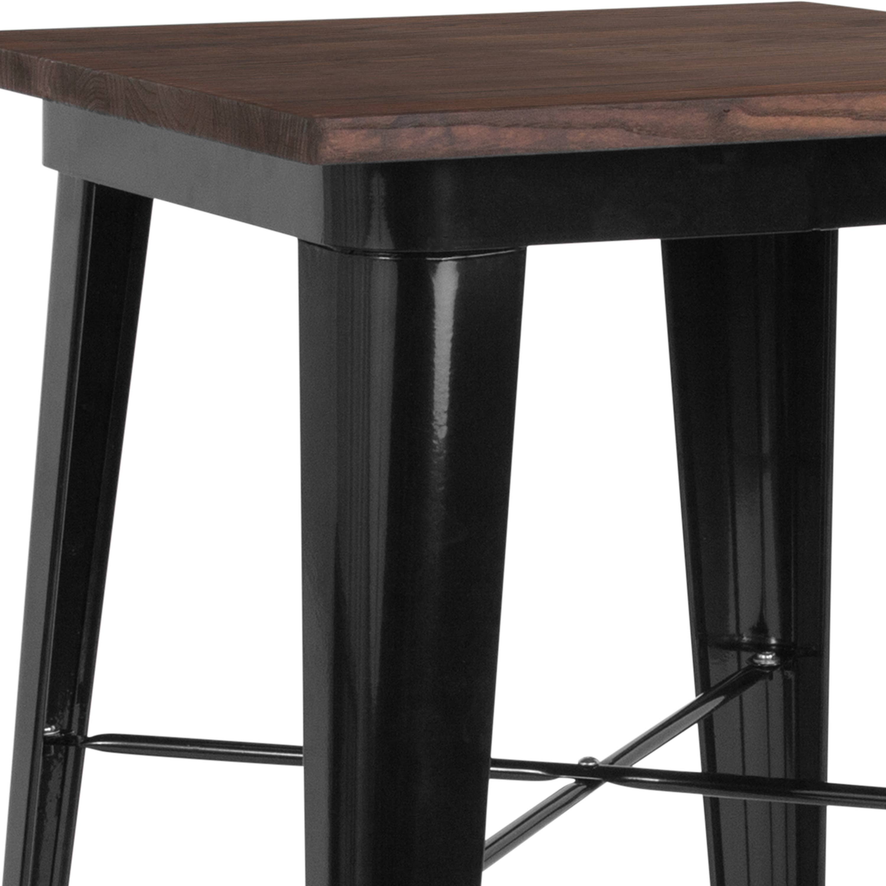 23.5" Black Metal Bar Height Table with Wood Top for wholesale on Faire2