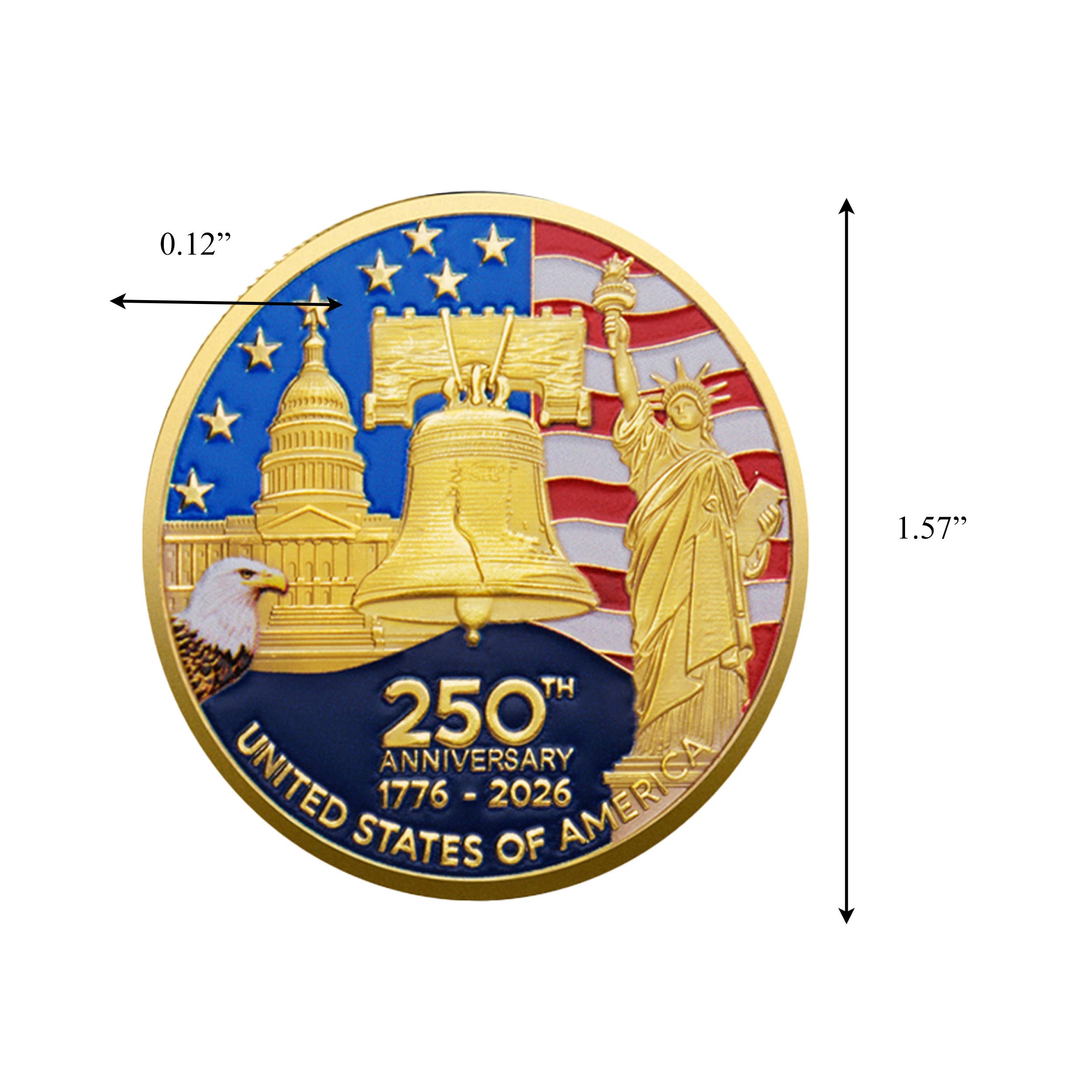 Blinkee.com, LLC - Wholesale Keepsake Coin/Token - Independence 250th Anniversary of the USA Gold Plated Coin2