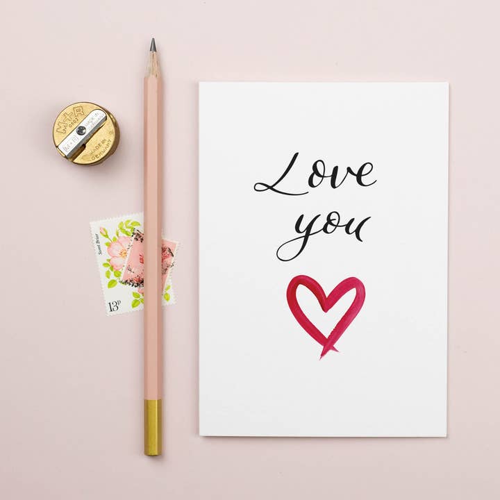 Love You Card for wholesale by Elizabeth Mugridge