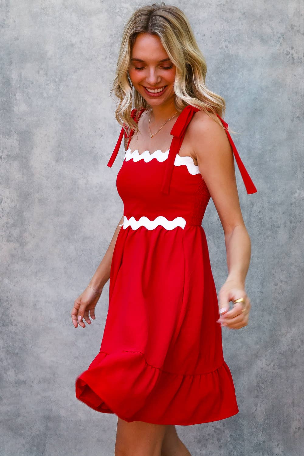 Kori America - Wholesale Dress - Women's - RICRAC STRAP SHOULDER SMOCKED BABYDOLL DRESS7