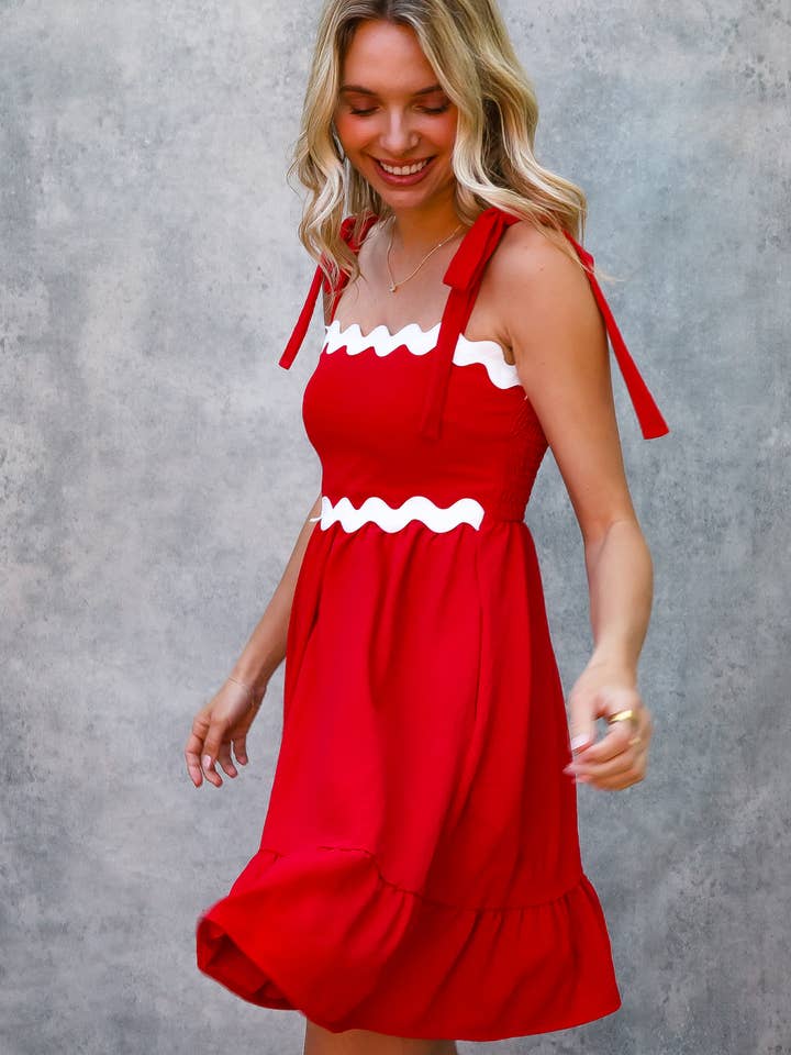 Kori America - Wholesale Dress - Women's - RICRAC STRAP SHOULDER SMOCKED BABYDOLL DRESS7