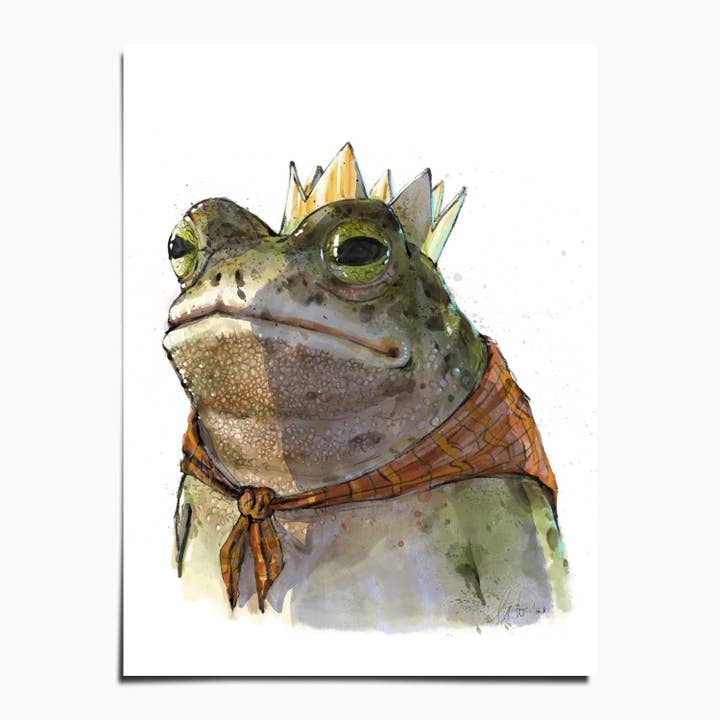 The Ugly Cat Studio - Wholesale Art Print - Toad King Watercolour Fine Art Print4