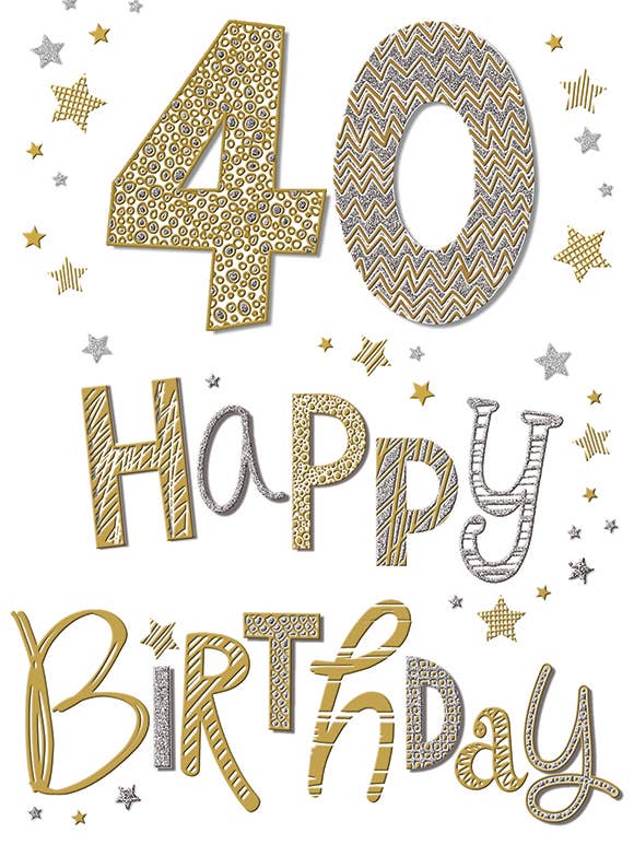 Milestone Age Birthday Card, Age 40, Textured Foil for wholesale by Piccadilly Greetings