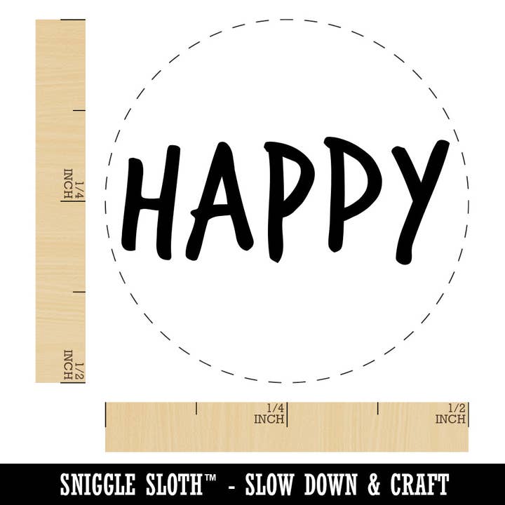 Happy Fun Text Rubber Stamp for Stamping Crafting Planners for wholesale by Sniggle Sloth