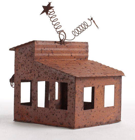 Factory Direct Craft – wholesale Dekorativt bordsobjekt – Mini Rostig Plåtbybutik - 14 cm B x 12 cm H2