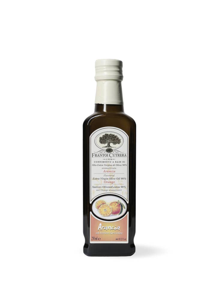 Assaisonnement à base d'huile d'olive extra vierge 98% aromatisé à l'orange pour la vente par Frantoi Cutrera