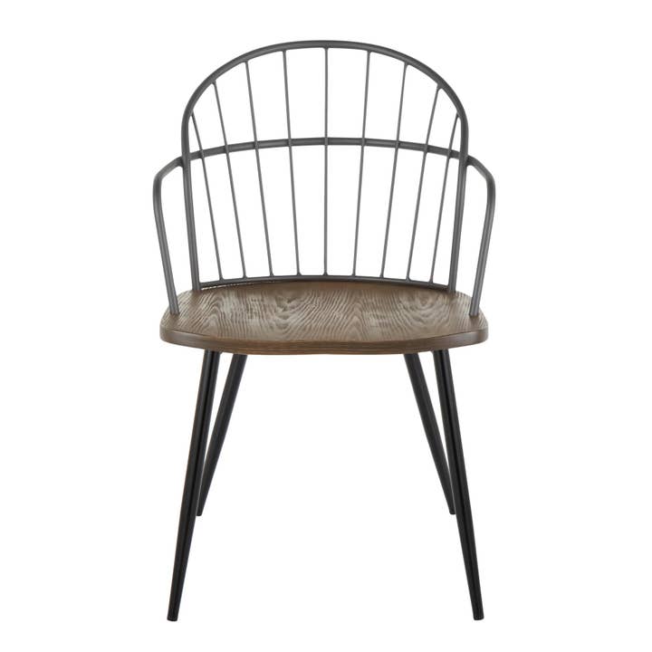 Black Metal Dark Walnut Wood Riley Arm Chair - Set of 2 for wholesale on Faire14