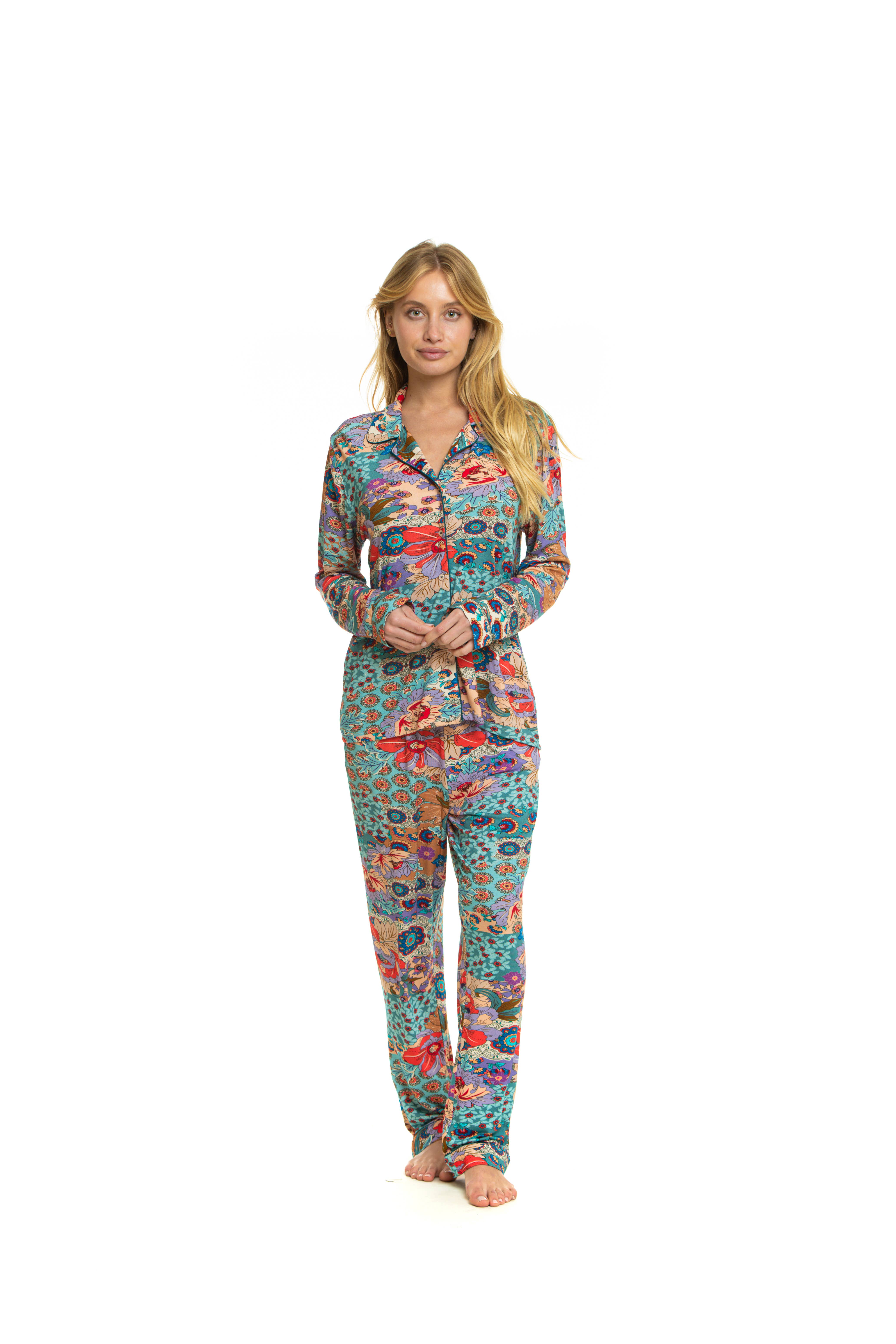 Lagoon Nadi Lagoon- Printed Long Sleeve Pajama Set for wholesale on Faire