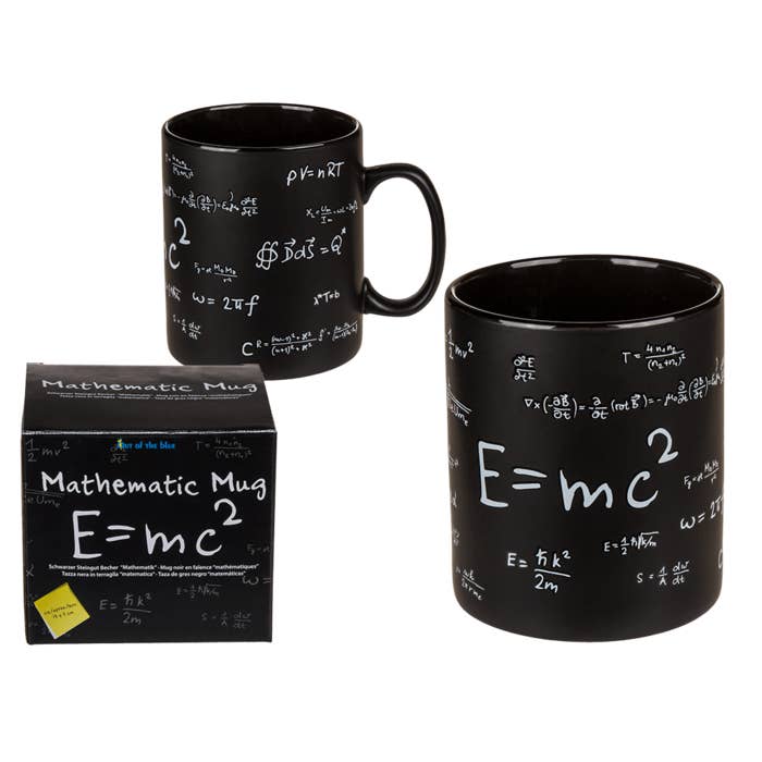 Schwarze Steinzeug-Tasse „Mathematic“ mit mathematischem Design, ca. 13 x 11 cm für den Großhandel von Out of the blue KG