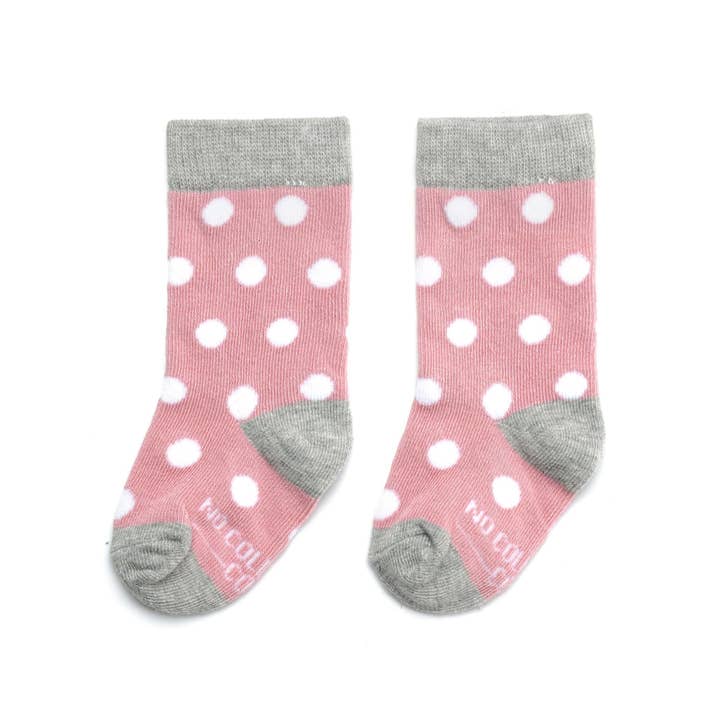 No Cold Feet - Wholesale Socks - Kids - Dusty Rose with White Polka Dot Toddler Socks3