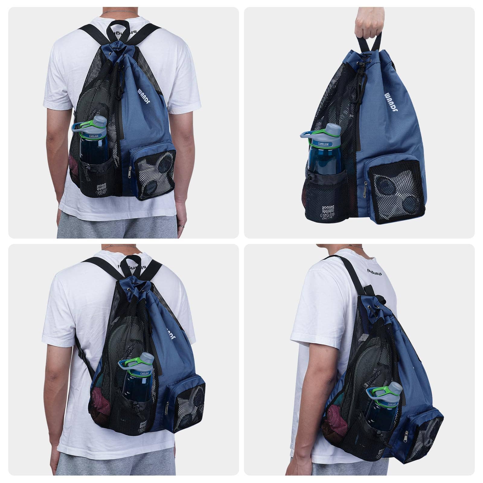 wandf - Wholesale Beach Bag - WANDF Mesh Drawstring Backpack with Wet Pocket Beach Bag71