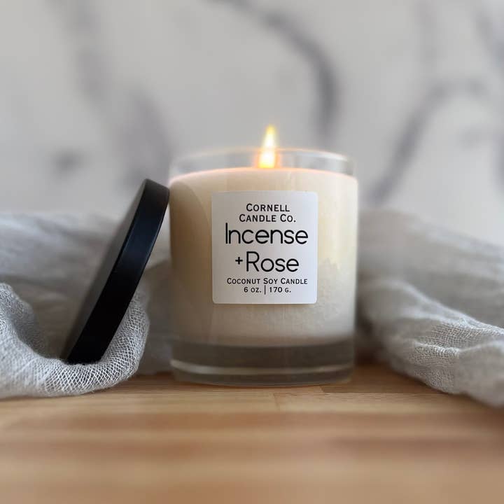 Cornell Candle Co. - Wholesale Jar/Filled Candle - Incense+Rose 6 oz. Coconut Soy Candle