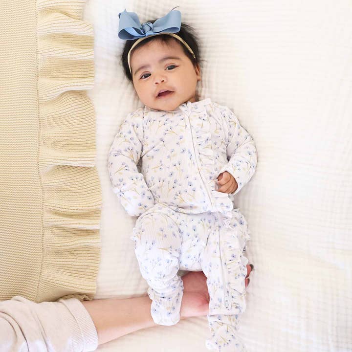 Caden Lane - Wholesale Jumpsuit - Baby - Blake's Blooms Bamboo Waffle Zipper Ruffle Footie8