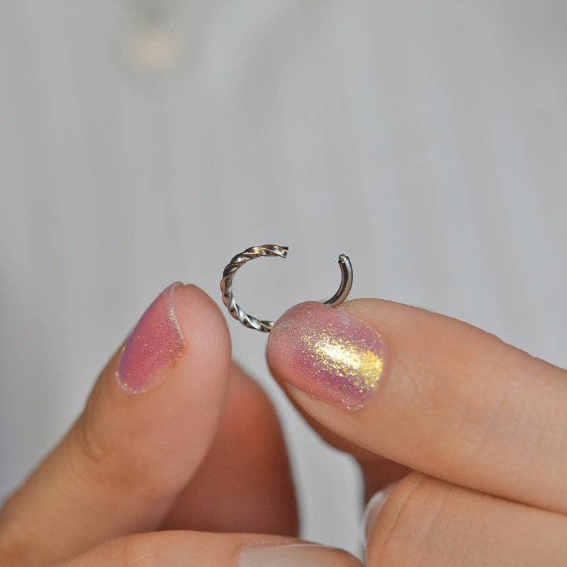 StockJWL - Wholesale Single Earring - Twisted Earrings Spiral Piercing  Spiral Earrings Helix  Ring  Crimped Steel for Tragus, Helix, Cartilage, and Lobe Gold and Silver8