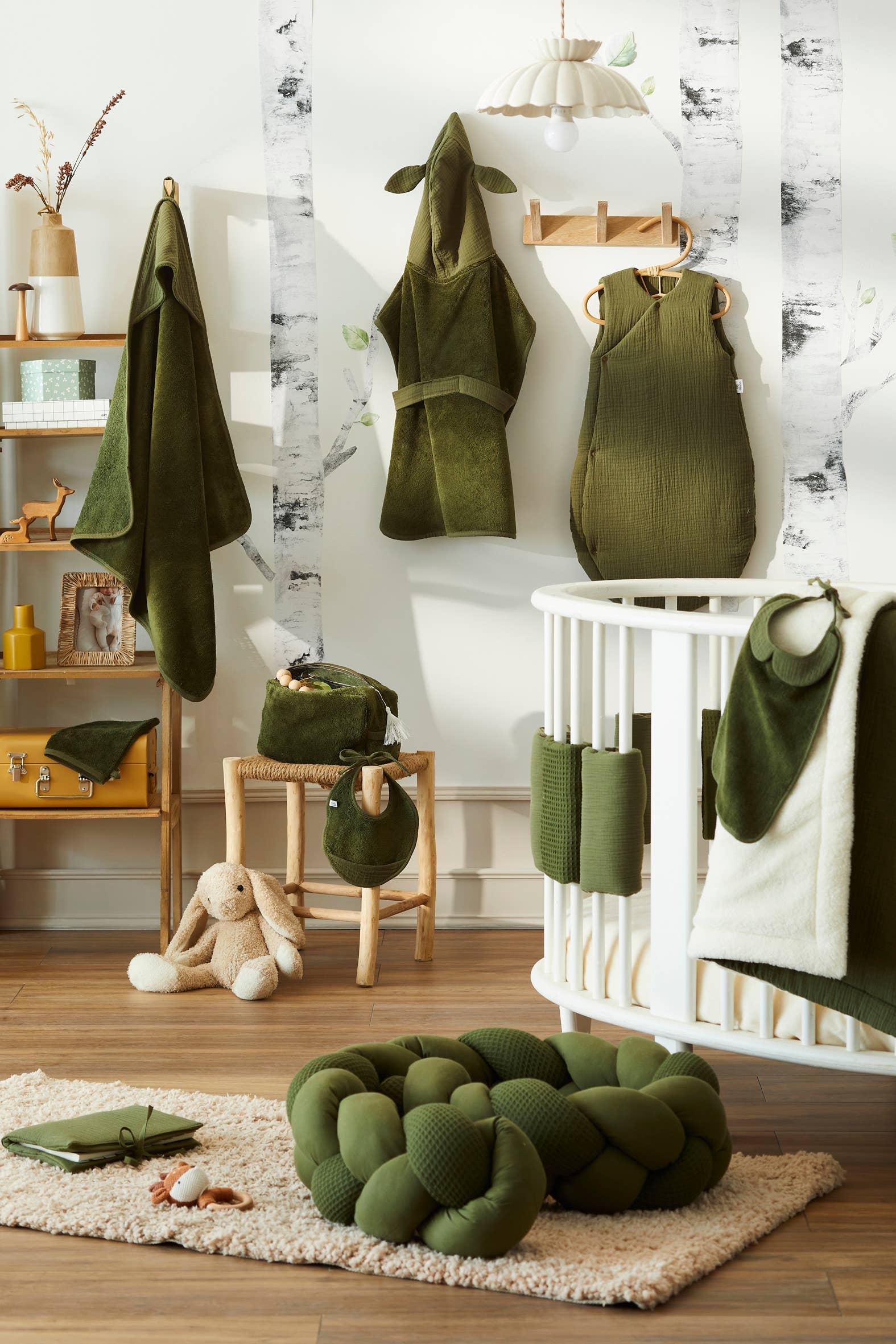 BB&Co - Vendita all'ingrosso Asciugamano - Bambini e neonati - Mantella da bagno e guanto in mussola di bambù e cotone - Fern1