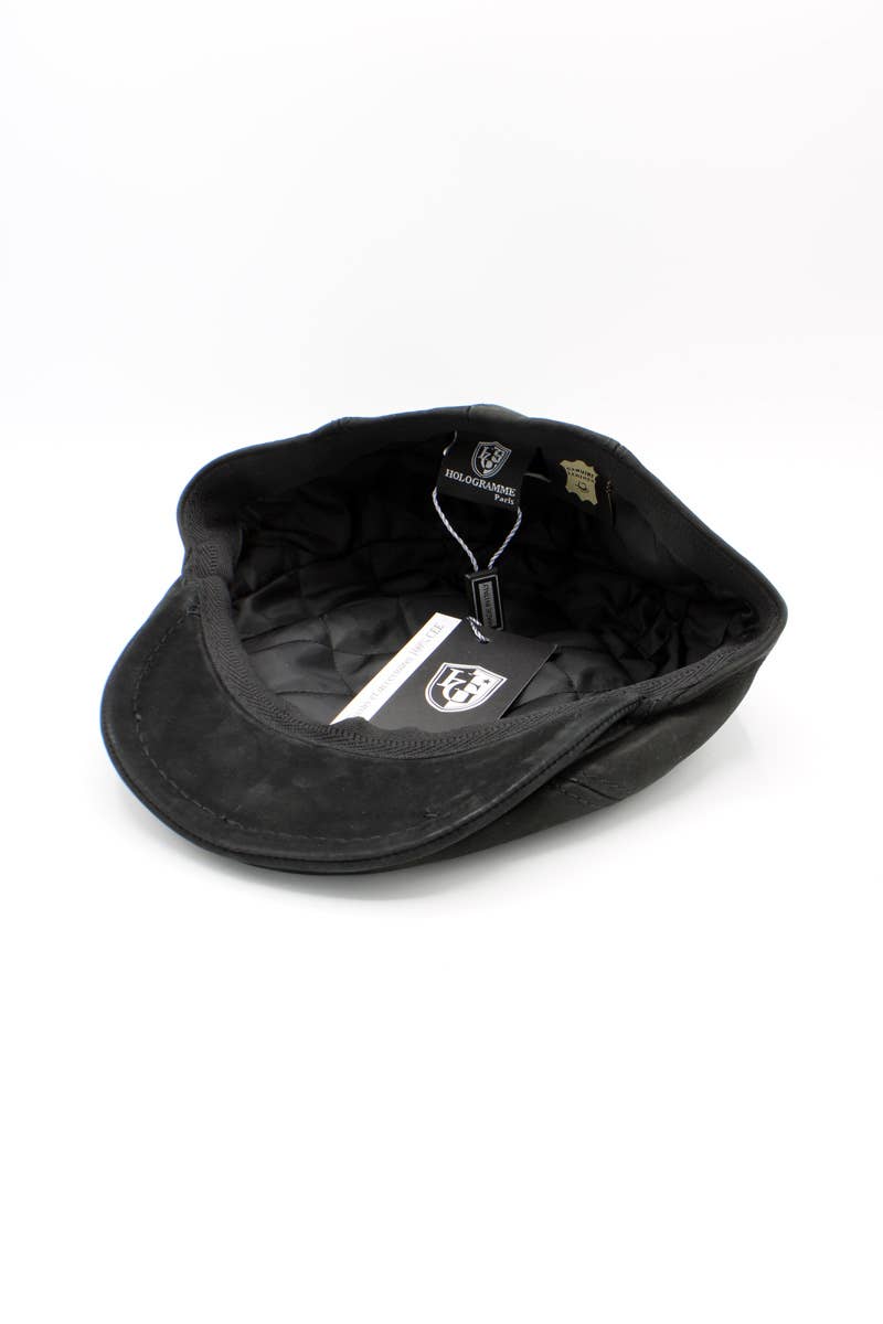 Hologramme Paris – wholesale News boy/school boy hat – Men's – 18258 Leather Cap - Black4