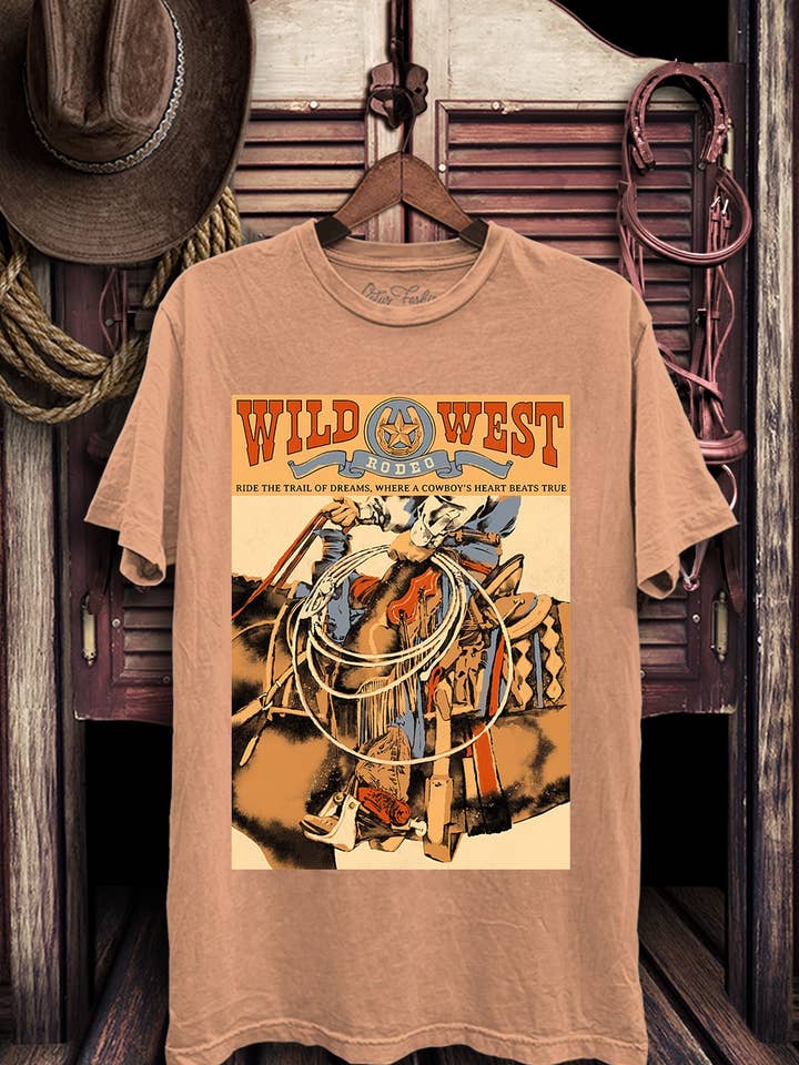 Lotus Fashion Collection - Venta al por mayor Camiseta serigrafiada - Mujer - Top estampado de los Wild West Cowboys