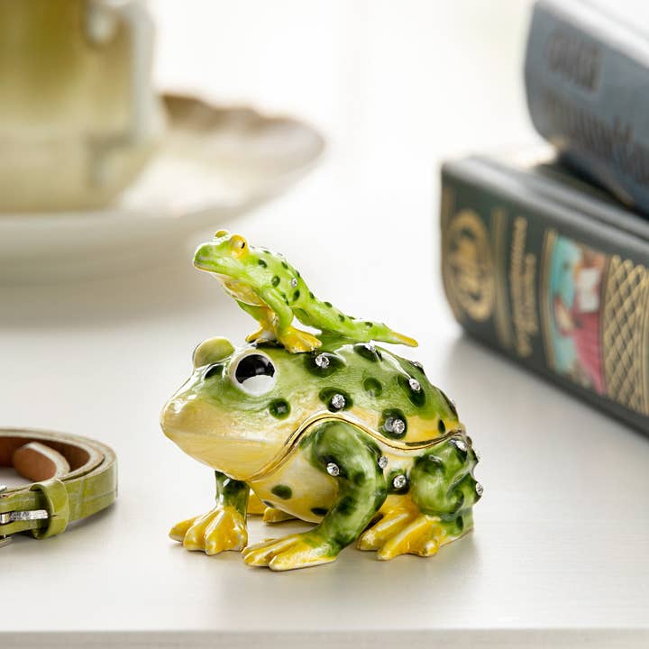 Keren Kopal - Wholesale Decorative Figurine - Black Spotted Toad Frog with a Baby Frog on the back2