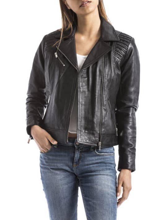 Damläderjacka med krage och slag - ANDELLE för wholesale av Blue Wellford