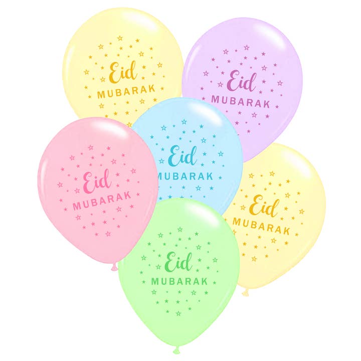 10 Large Eid Mubarak Balloons in PASTEL shades, Eid Decor for wholesale by Islamic Moments