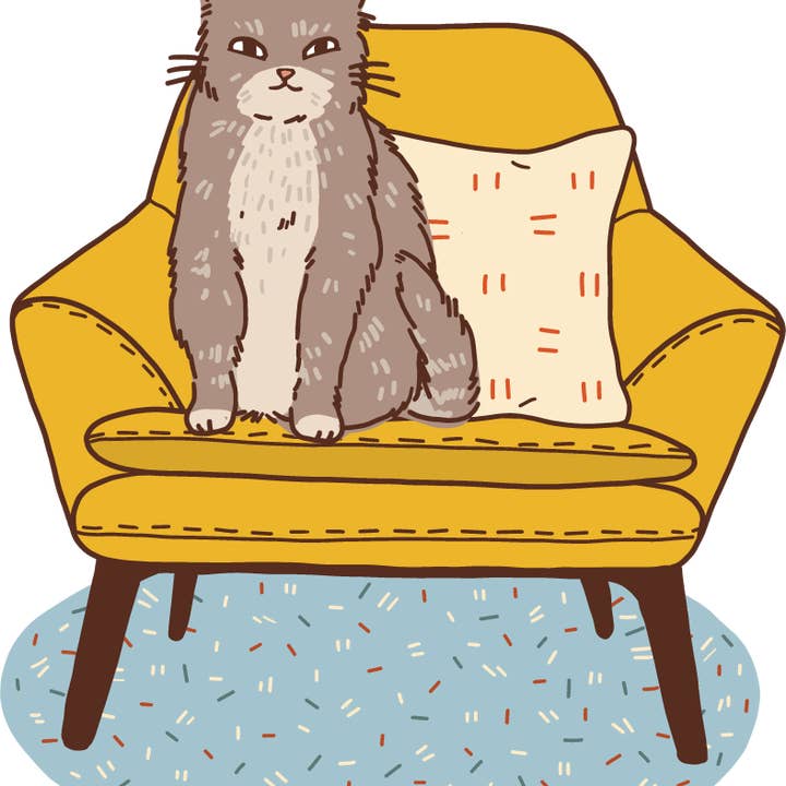 Art by Ciara - Wholesale Sticker - Cat on Yellow Chair Sticker