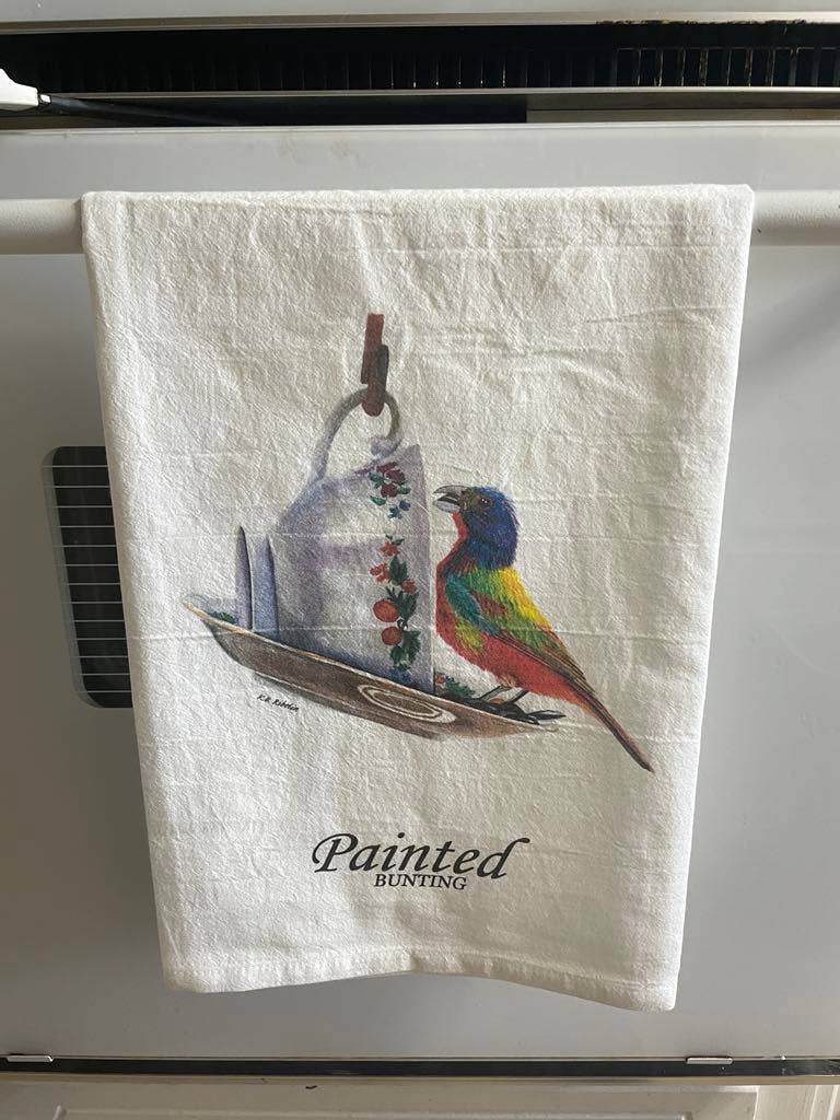 Bird Art by KB - Wholesale Tea Towel - Painted Bunting - Tea Towel1