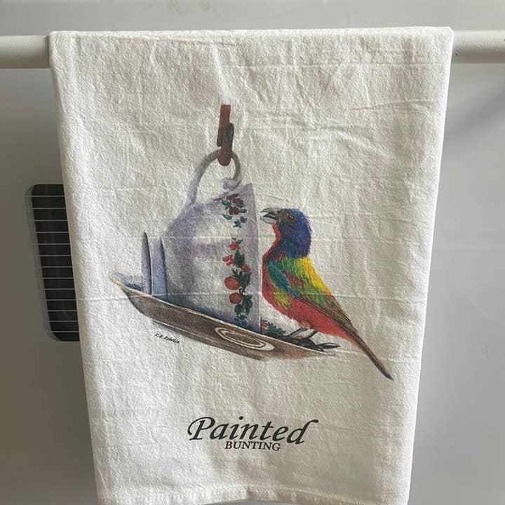 Bird Art by KB - Wholesale Tea Towel - Painted Bunting - Tea Towel1