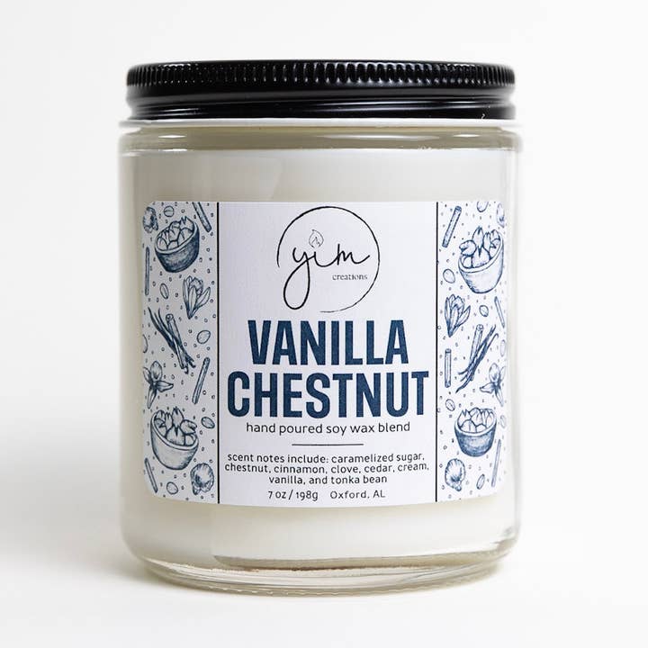 Bougie 7 oz Châtaigne vanille pour la vente par Yim Creations