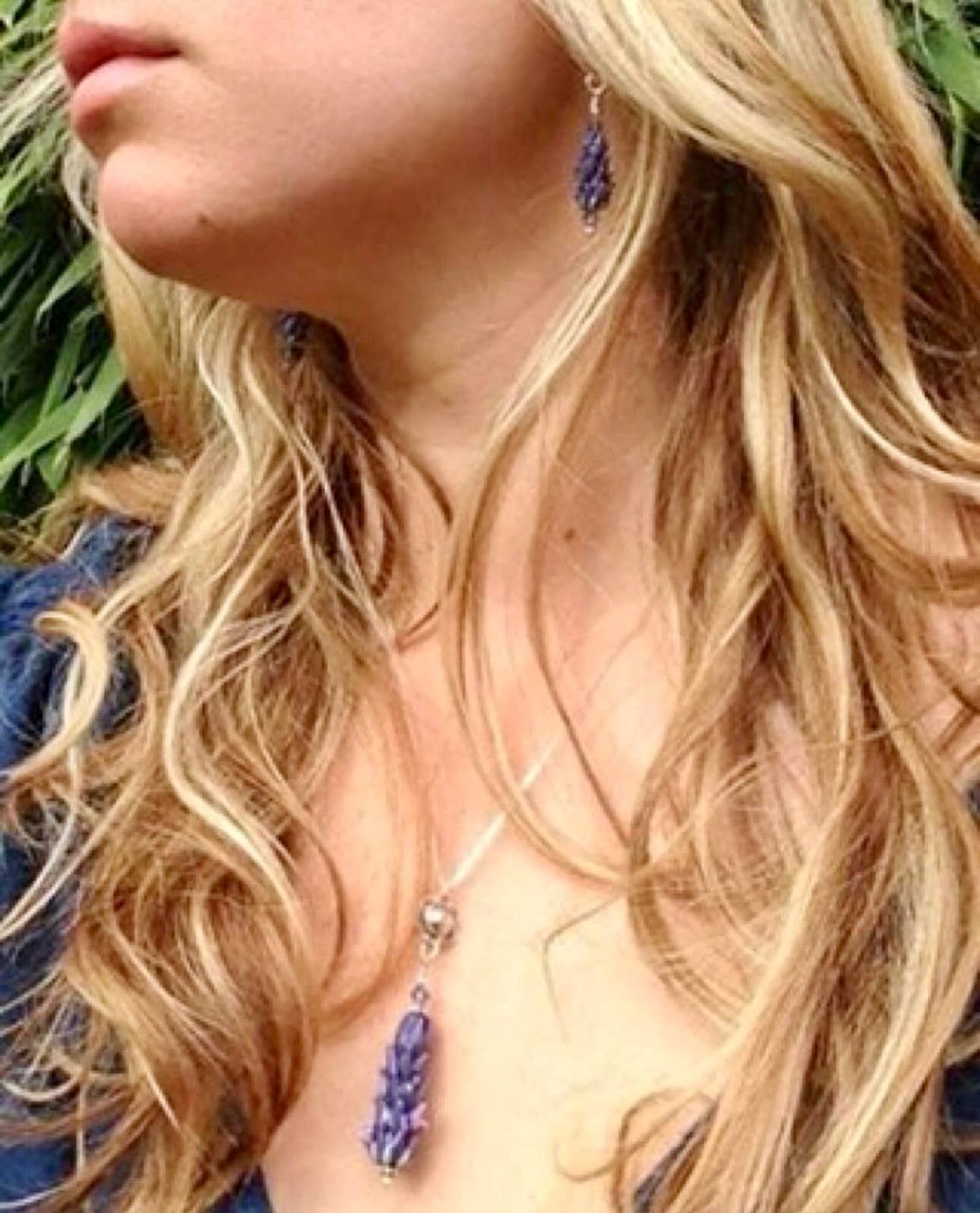 Lavender Beads - Wholesale Pendant/Charm Necklace - Blooming Lavender Pendant Handcrafted Botanical Glass0