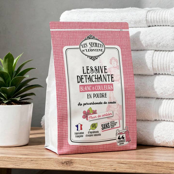 Lessive poudre fleur de cerisier - Sachet kraft 2KG pour la vente par Les Secrets de Léontine