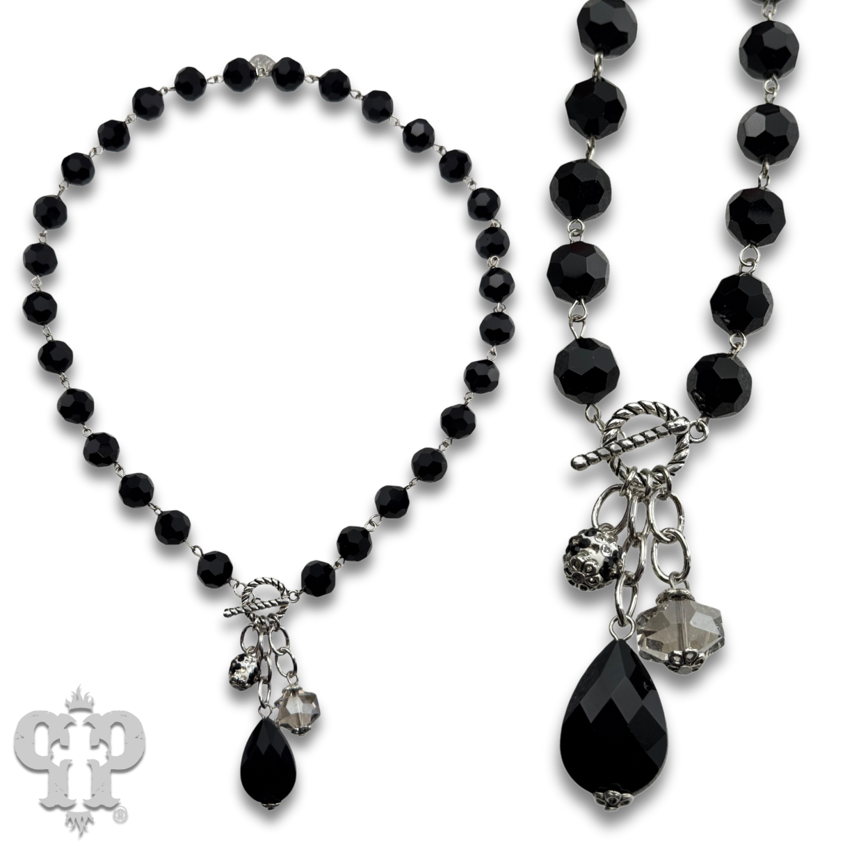 Pink Panache Brands - Wholesale Beaded/Pearl Necklace - Linked faceted bead necklace with bead charms0