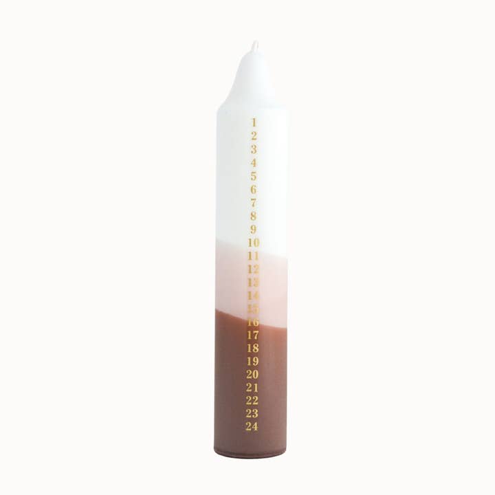 Nordtrice - Wholesale Tapered Candle/Candlestick - Advent Candle, Christmas Calendar, White/Beige/Brown