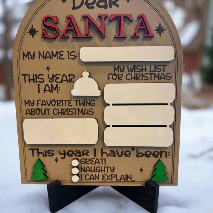 Crazy Daisy Designs - Vente Décoration de Noël - Tableau de souhaits "Cher Père Noël"1