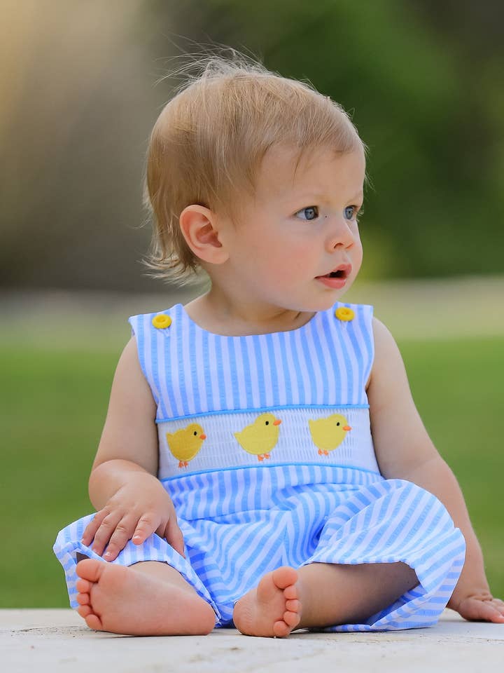 Rylee Faith Designs - Wholesale Jumpsuit - Baby - Spring and Summer Chicken Embroidery Blue Boy Romper4