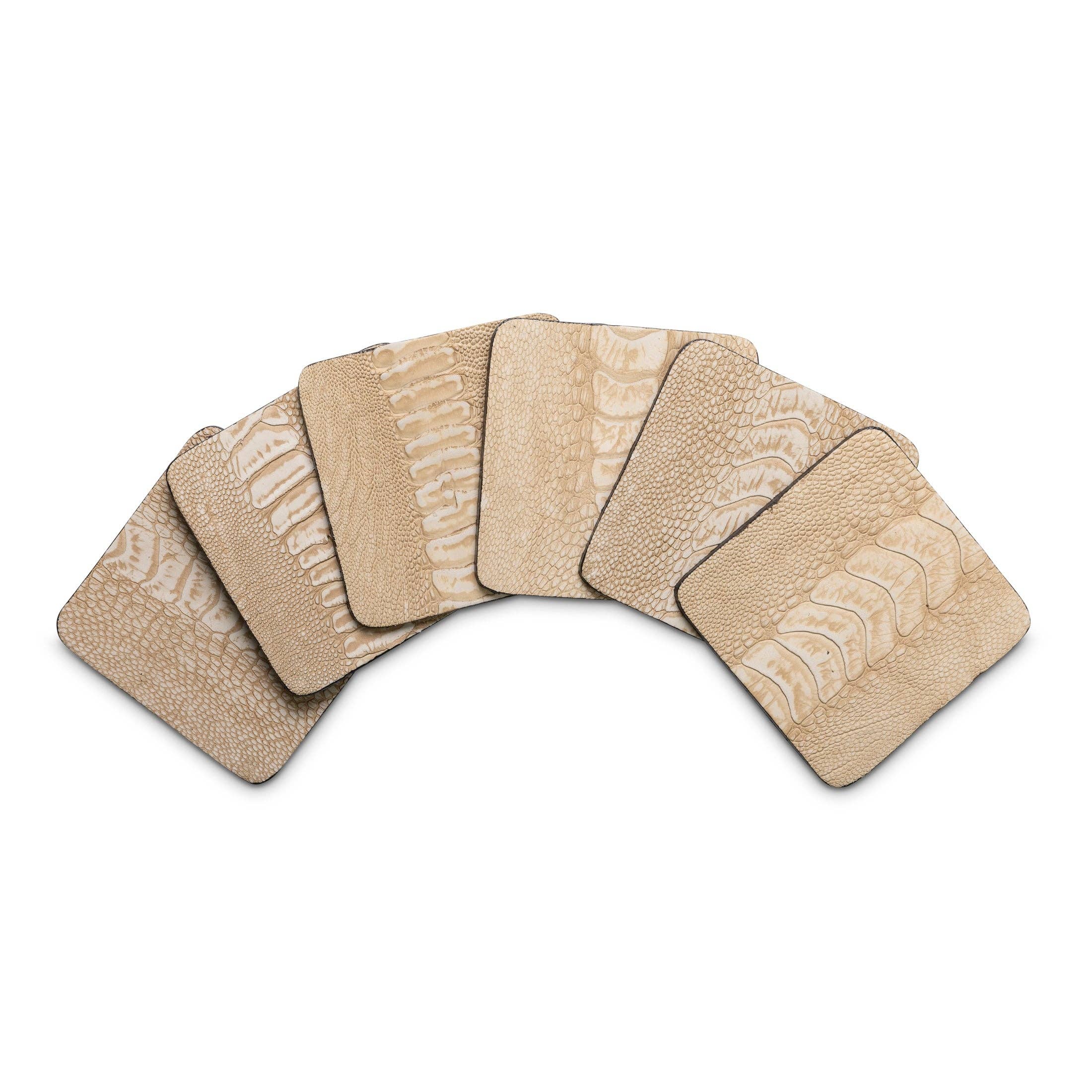 Ngala Trading – wholesale Coasters – Ostrich Shin Coasters w/ Tie (s/6) - Stone Washed0