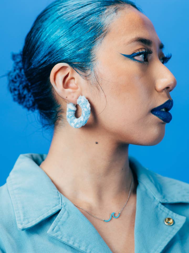 Itty Bitty Sunset Hoops in Blue Skies for wholesale by Seraphtive LLC