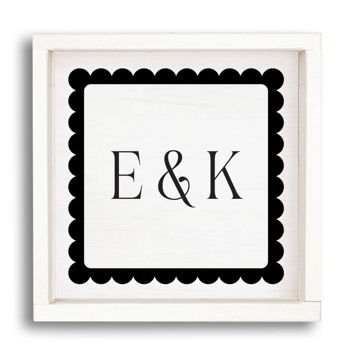 Initials Decretive Personalized Wall Art 24" x 24" for wholesale by Rustic Marlin Personalized Home Decor