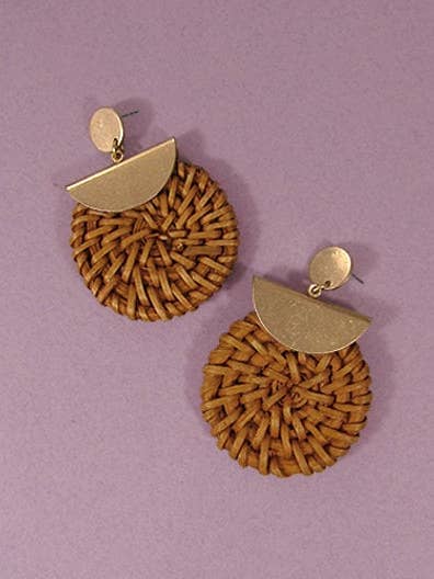 Boucle d'oreille en rotin, boucle d'oreille tissée à la main, boucle d'oreille tissée naturelle, St. pour la vente par TheTizana