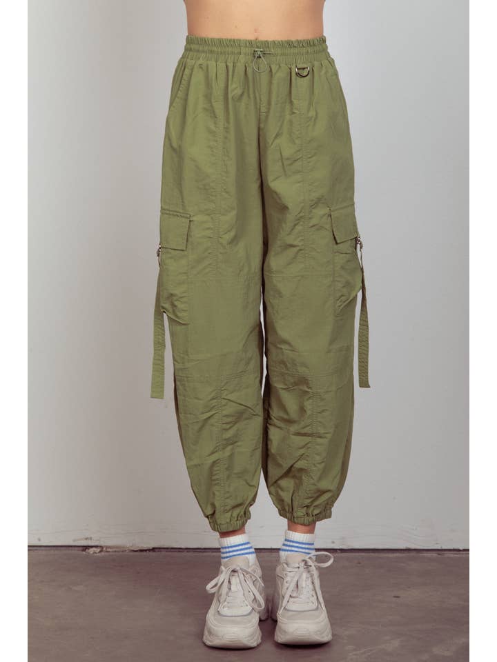 VERY J - Wholesale Pants - Women's - NP70377-Elastic Waist Solid Woven Cargo Pants13