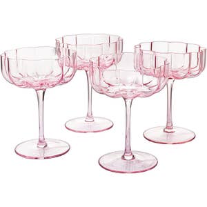 Champagne Flutes Champagne Glasses for Sparkling Wine and Cocktail (10 Oz,  Blush Luster Stemless, Set of 4) 