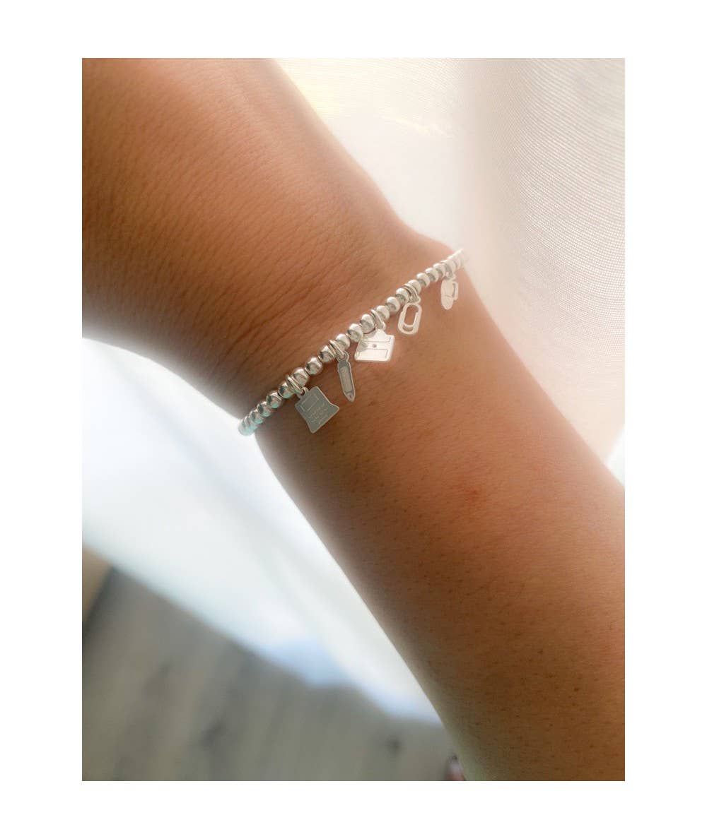 COM FORSA SL – Großhandel Individueller Charm/Anhänger – Sterlingsilber 925 Mini-Anhänger in Form einer Büroklammer, 4 x 9 mm