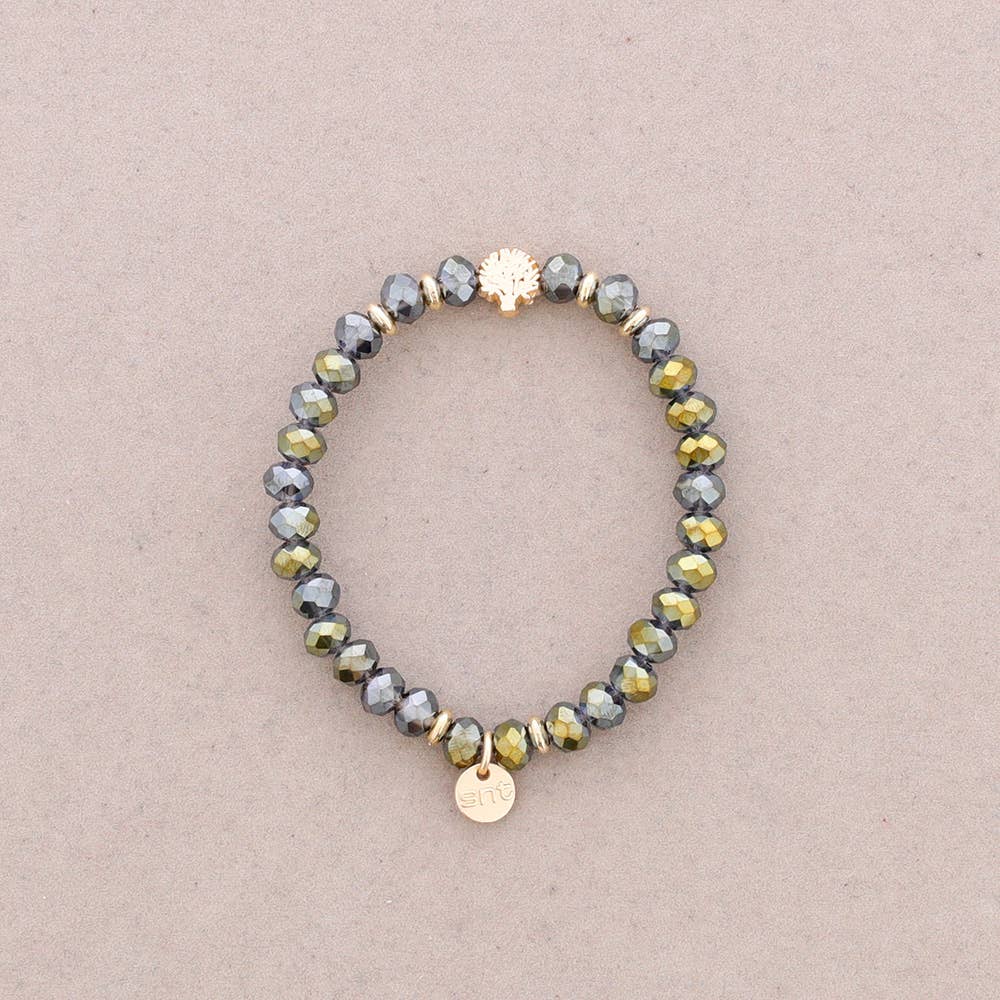 Sonata - Venta al por mayor Pulsera de cuentas - Pulsera Elastica Cristales Facetados Arbol Metal19